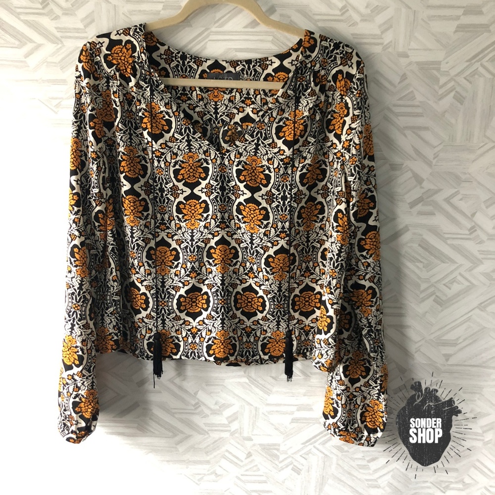 ASTR the Label Long Sleeve Print Blouse